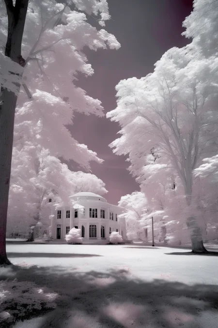 <lora:Infrared Photos:1>Infrared Photos - an 8k photograph of Seamon park in Saugerties New York in infrared as if it were photographed