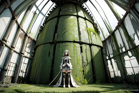 highly insanely detailed, masterpiece, top quality, best quality, highres, 4k, 8k, RAW photo, (very aesthetic, beautiful and aesthetic),
tsutomu nihei,nihei_tsutomu,blame!,blame gakuen!,abara,TNstyle,sidonia_no_kishi,(mausoleum,city ruins,hangar,sidonia \(ship\),tunnel,tower,megastructure in background,deep horizon,giant room,lab),drainpipe,bones,concrete walls,metal walls,fence,buildings,steam,smoke,cables,tubes,industrial pipes,lantern,letterboxed,wire,flock,empty,vast scenery,perspective,dark background,blm,futuristic,cyberpunk,no human,science fiction,open space,dystopia,destroyed,
<lora:ABARA:0.6>,
(1girl:1.3),
solo focus,
A mystical swamp with dark waters and thick vegetation,(pure yellow background,transparent background:1.2),âââ