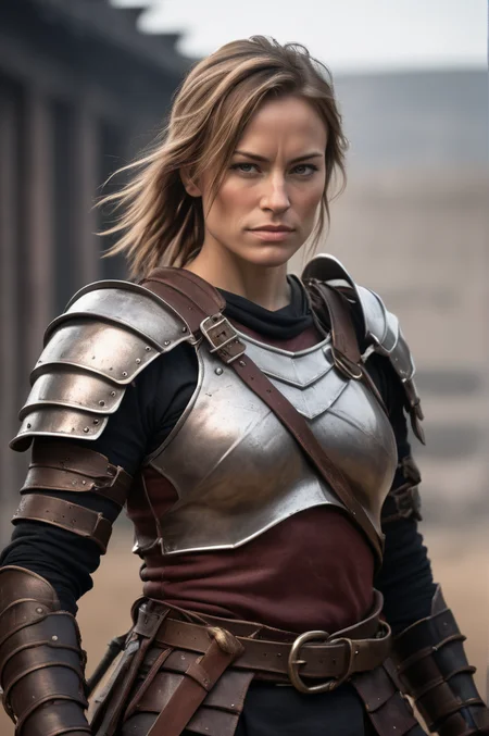 BMAIW, female warrior in leather armor holding a sword   <lora:BMAIW_sdxl_scaled_128_v2:0.75>