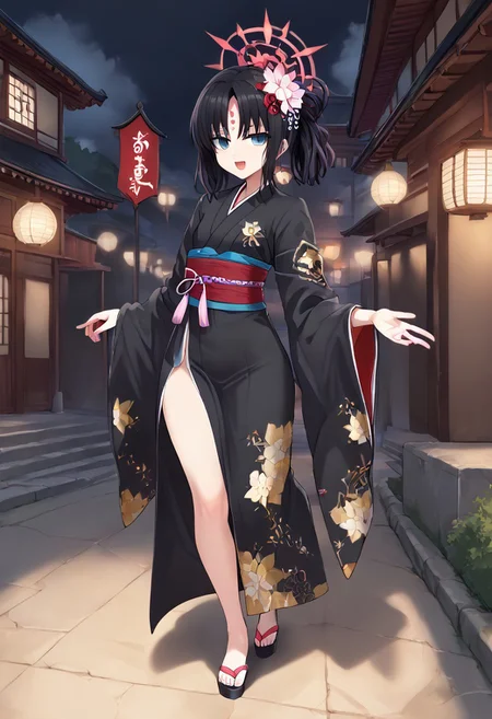 ((masterpiece, best quality, high resolution)) 1girl, solo, (sessyoin kiara:1.3), full body, defined body and face, perfect lighting, black Shinigami clothes, black kimono, taichou haori, white haori, hyper detailed, high resolution, sfw
