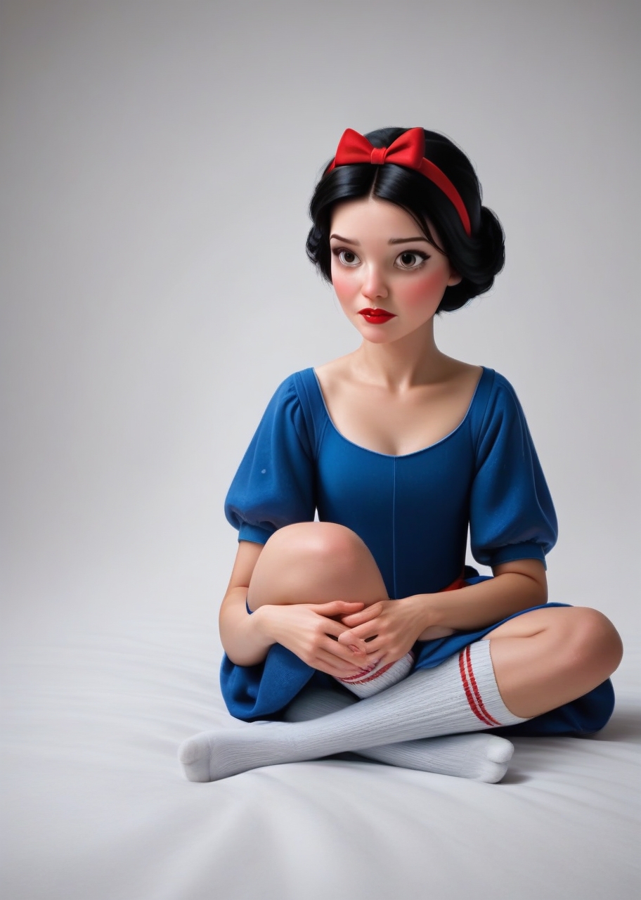 princess Snow White,, <lora:princess_pony_v1:0.6> knee socks<lora:AA_Ads_Only-000009:1> 445l34z34d, score_9, score_8_up, score_7_up, score_6, score_5, score_4,