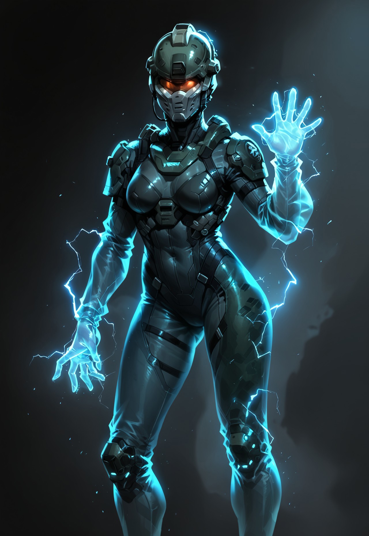 score_9, score_8_up, score_7_up, score_6_up, fu11_act1v3,sci-fi, transparent, transparent body, see-through, glowing, electricity, partiall see-through, partially hidden, waving goodbye, helmet,