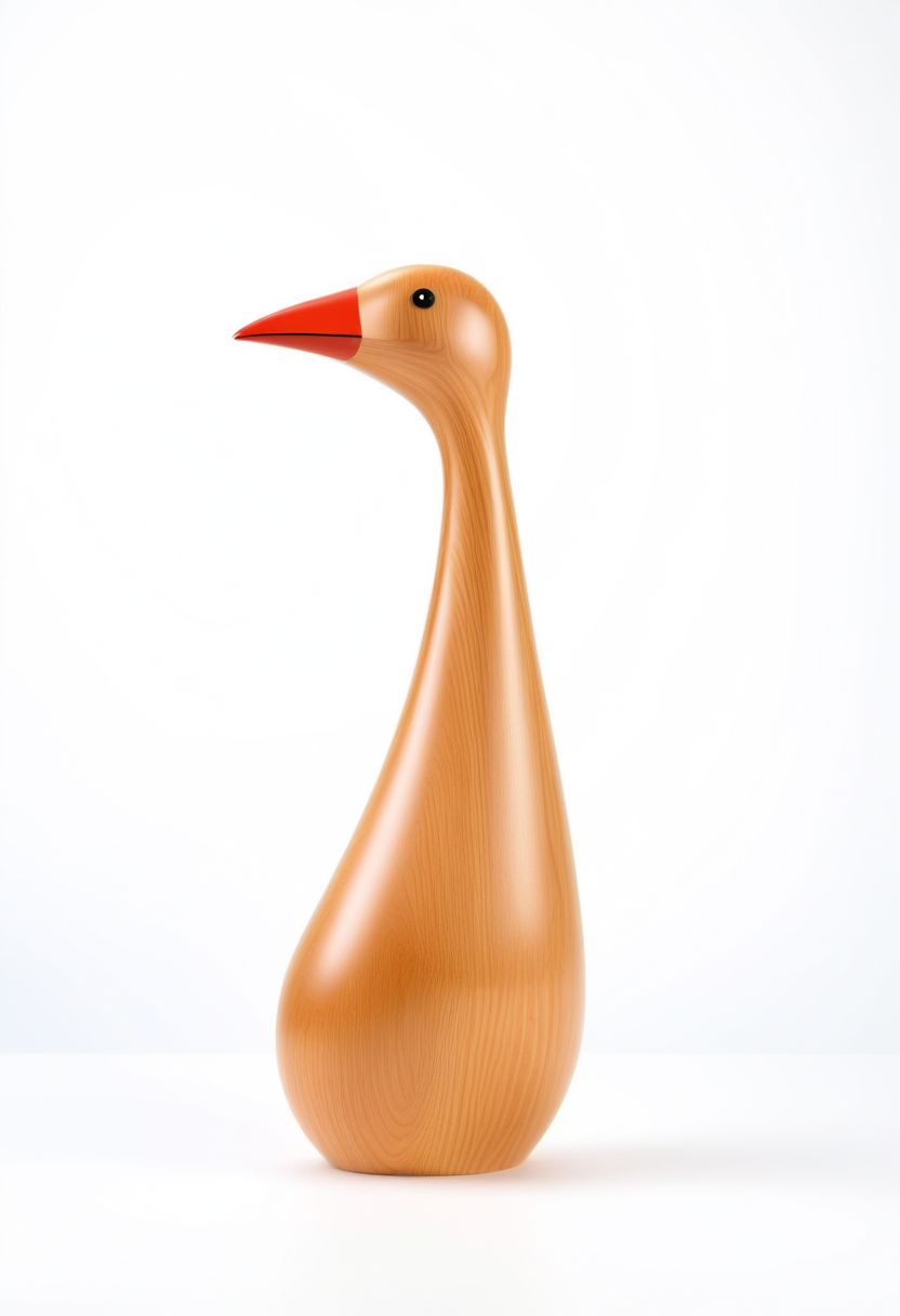 (expert craftsmanship:1.8), (high resolution, product photography, photo studio background:1.2), (modern wooden toy animal, avian creature:1.8), (fine wood, realistic wood material:1.5), (simple form, abstract form, multiple parts:1.9), (finely crafted parts, simple shape, elegant shape, ambiguous shape, stout shape, innocent shape:1.4), (comfortable, playful, friendly:1.5), (tall, whimsical:1.7), (Bauhaus Design aesthetic, made in Denmark:1.7)