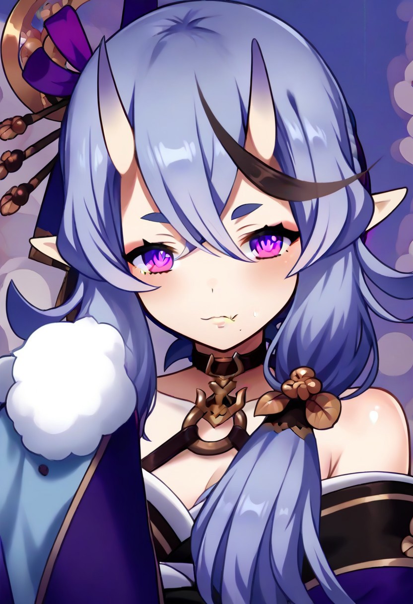 detailed background, posing, shiny skin, <lora:rindou.il:1>, rindou, purple eyes,
