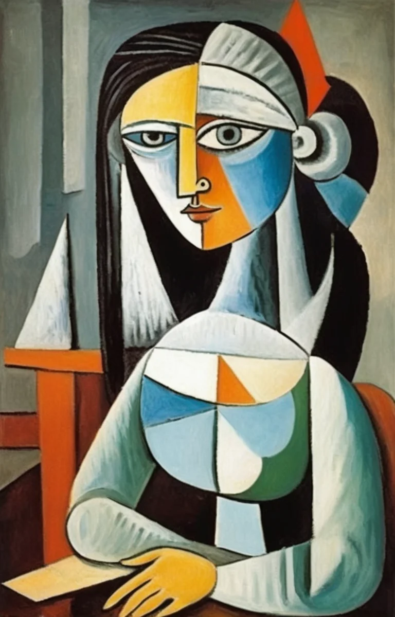 masterpiece,best quality,<lora:tbh296-sdxl:0.8>,illustration,style of Pablo Picasso, tech genius teenage girl
