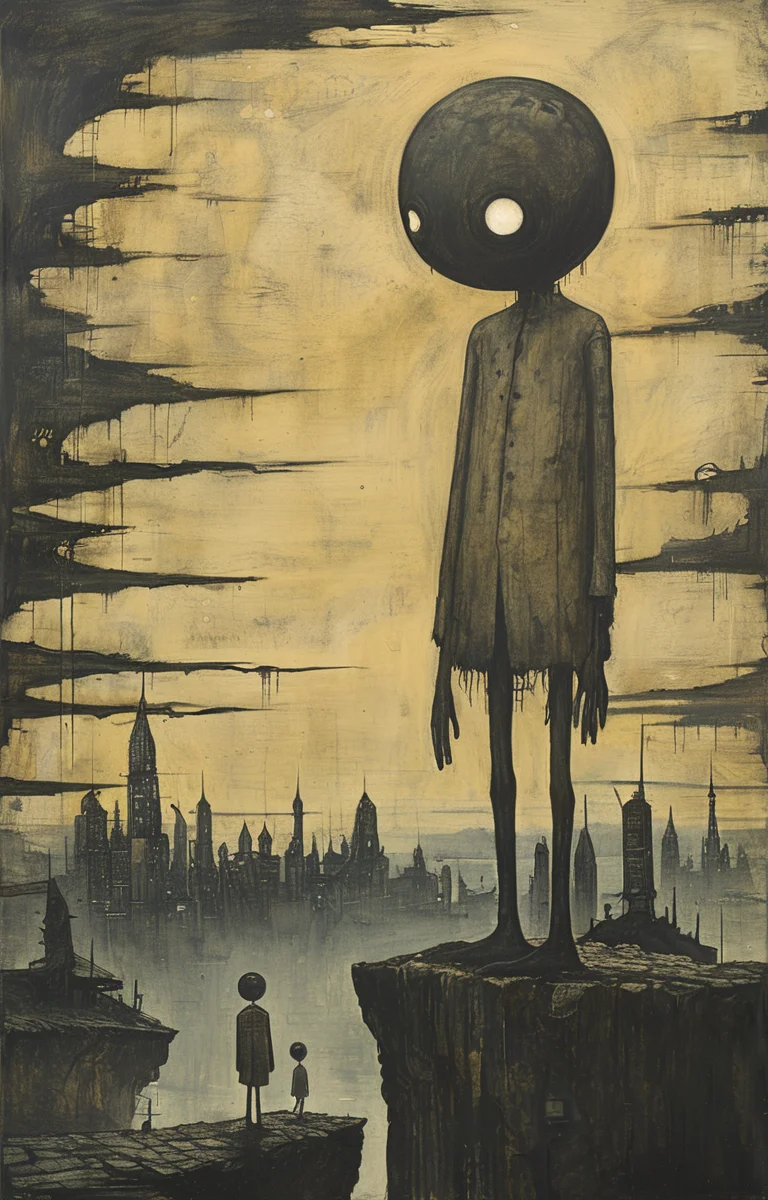 masterpiece,best quality,<lora:tbh219-sdxl:0.9>,illustration,style of John Kenn Mortensen cyberpunk city