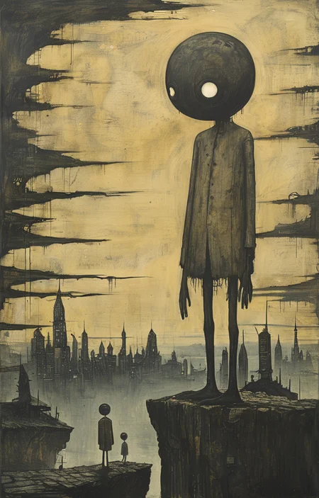 masterpiece,best quality,<lora:tbh219-sdxl:0.9>,illustration,style of John Kenn Mortensen cyberpunk city