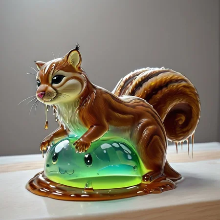 a sl1m3d squirrel take a slime-morph acron