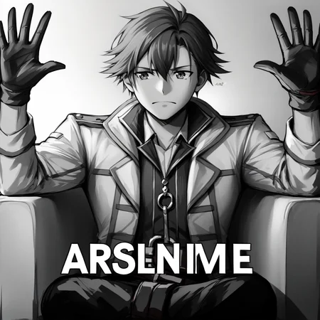 score_9, score_7_up, BREAK,  <lora:rean-pdxl-nvwls-v1:1>, sen3rean, black hair, white coat, black shirt, black gloves, red belt, black pants <lora:absolutecinemav1:1>, absolutecinema, english text, hands up, upper body, crossed legs, monochrome, greyscale,