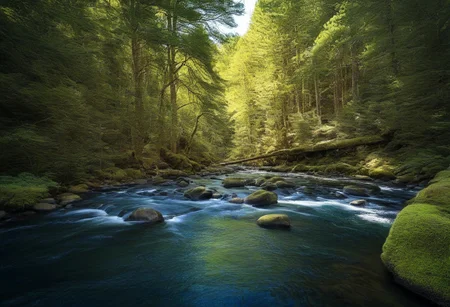amazing photograph of gorgeous view, award winning, breathtaking, photo of the year, 4k, hyperrealistic, dramatic lighting  <lora:Earth35_000010:0.4> <lora:Landscape_Unleashed:0.8>
 "Nature's serene beauty: A tranquil river flowing through a dense forest, with the sun casting a warm glow on the scene."