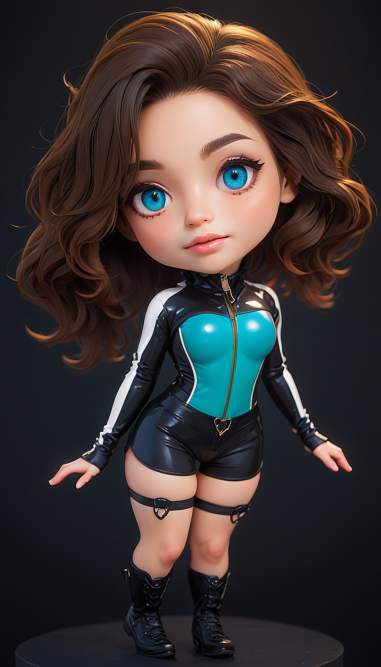 (in ARTIST style:1.7), (masterpiece:1.7), comics style,
(somechibi, chibi, close-up Gorgeous girl face,
long hair, wavy hair, very long hair, thighhighs, gloves, zipper, bike shorts, glowing, black background, standing, bare shoulders, smile, science fiction, science fiction horns, science fiction headphones), perfect face, gorgeous face, small aesthetic nose, striking teal large eyes, aligned eyes,
(masterpiece:1.8), (highest detailed:1.8), (angle:1.8), perfectly lighted, (contrast), (saturated), (((sharp focus))), (hyperdetailed:1.3), (intricate details:1.2), (Refined details:1.3),
(best quality:1.5), highly detailed textures, vibrant colors, (finely detailed beautiful eyes and detailed face),extremely detailed CG unity 8k wallpaper, (masterpiece:1.8), (highest detailed:1.8), (angle:1.8), perfectly lighted, (contrast), (saturated), (((sharp focus))), (hyperdetailed:1.3), (intricate details:1.2), (Refined details:1.3), (best quality:1.5), highly detailed textures, vibrant colors,
(ultra sharp focus:1.8), (detailed skin:1.8), (thin lines:1.8), (best quality:1.8), <lora:glowneon_xl_v1:0.7>
<lora:SomeChibi_Chibi_Style:1>