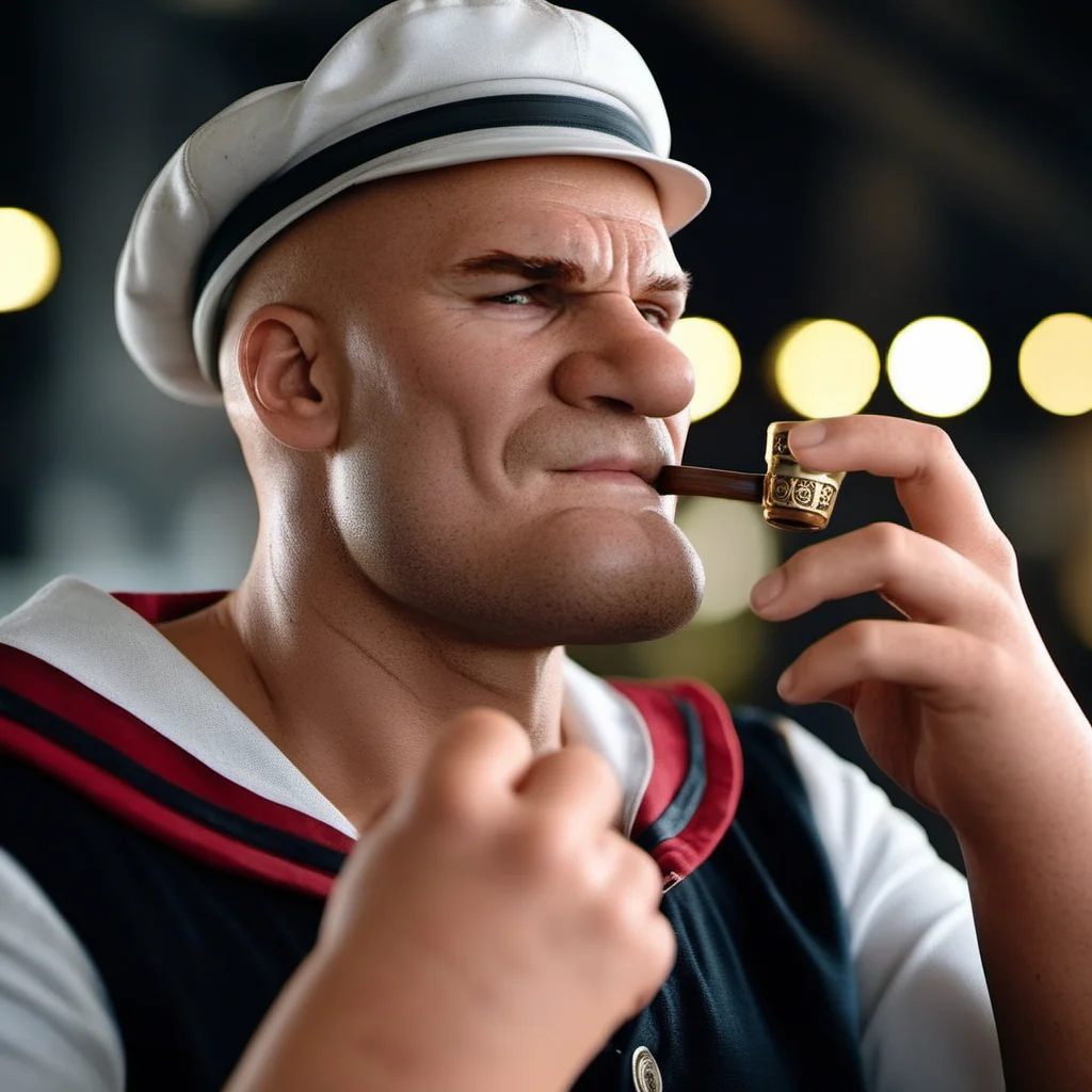 Popeye1024, a sailor, smoking a pipe, highly detailed, photography, ultra sharp, film, bokeh, professional, 4k <lora:add-detail-xl:1.5> <lora:Popeye1024:0.8>