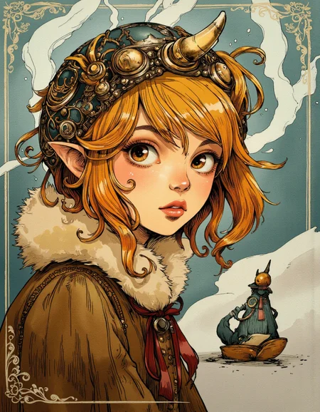 Art by Alessandro Barbucci. A cartoon, beautiful, masterpiece of a goblin girl.