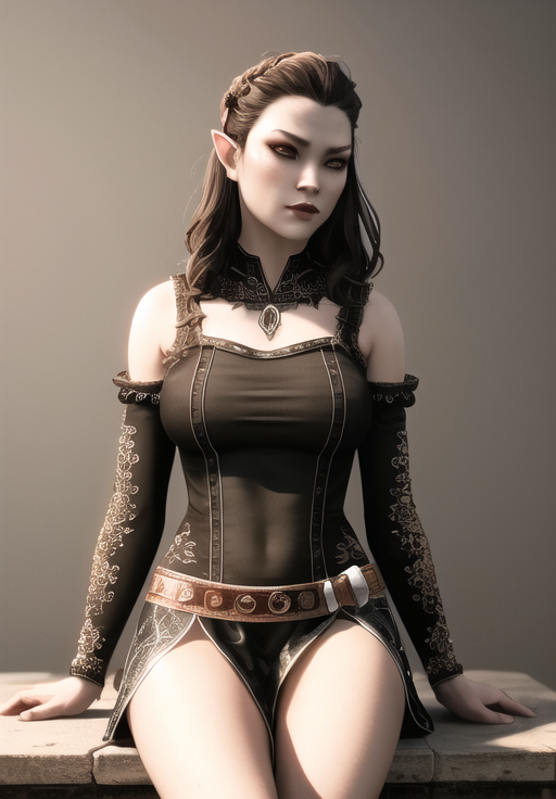 <lora:Dunmer-female:0.8>, dunmer-female, 1girl, solo, sitting,, (masterpiece, best quality, absurdres, detailed, ultra-detailed:1.3), (trending on CGSociety, trending on pixiv, contest winner:1.3)