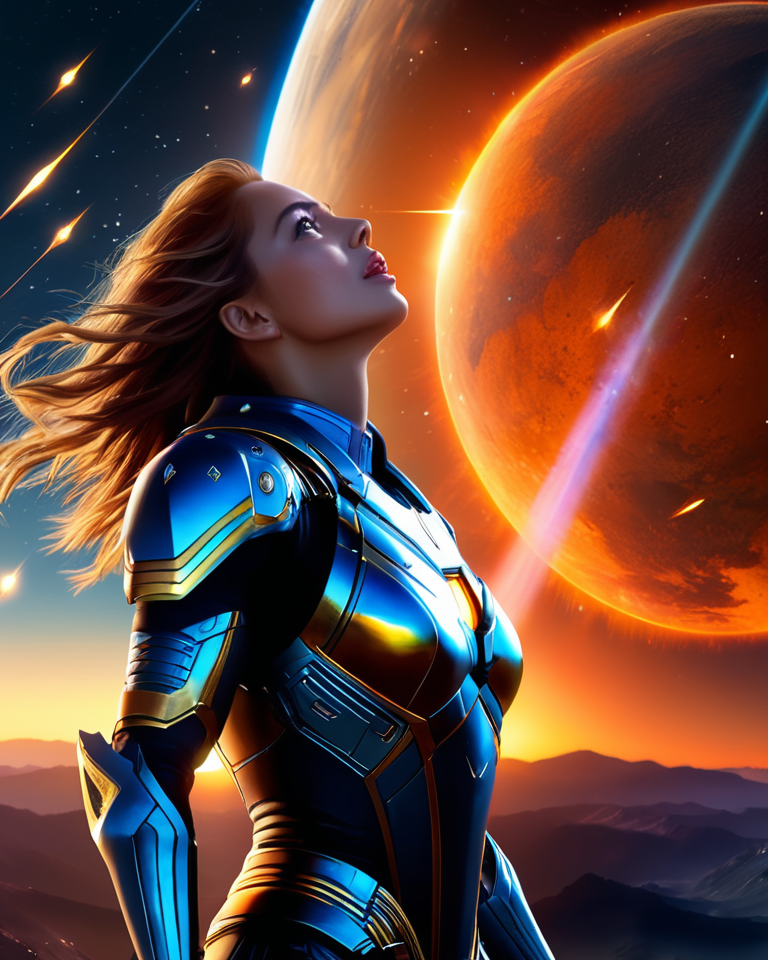 ((best quality)), ((masterpiece)), ((realistic)), (hyper detailed), female, Perihelion,Meteor Shower,1-3Celestial Parallax ((masterpiece)), 8K, HDR,  <lora:add-detail-xl:1>
