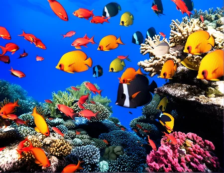 masterpiece, best quality, very aesthetic, absurdres, clownfish, 1girl, female snorkeling, swimming googles, coral, fish, underwear, <lora:the_red_sea_animagineXLV31_v31_Lion_2100_v1.04:1>, closed mouth