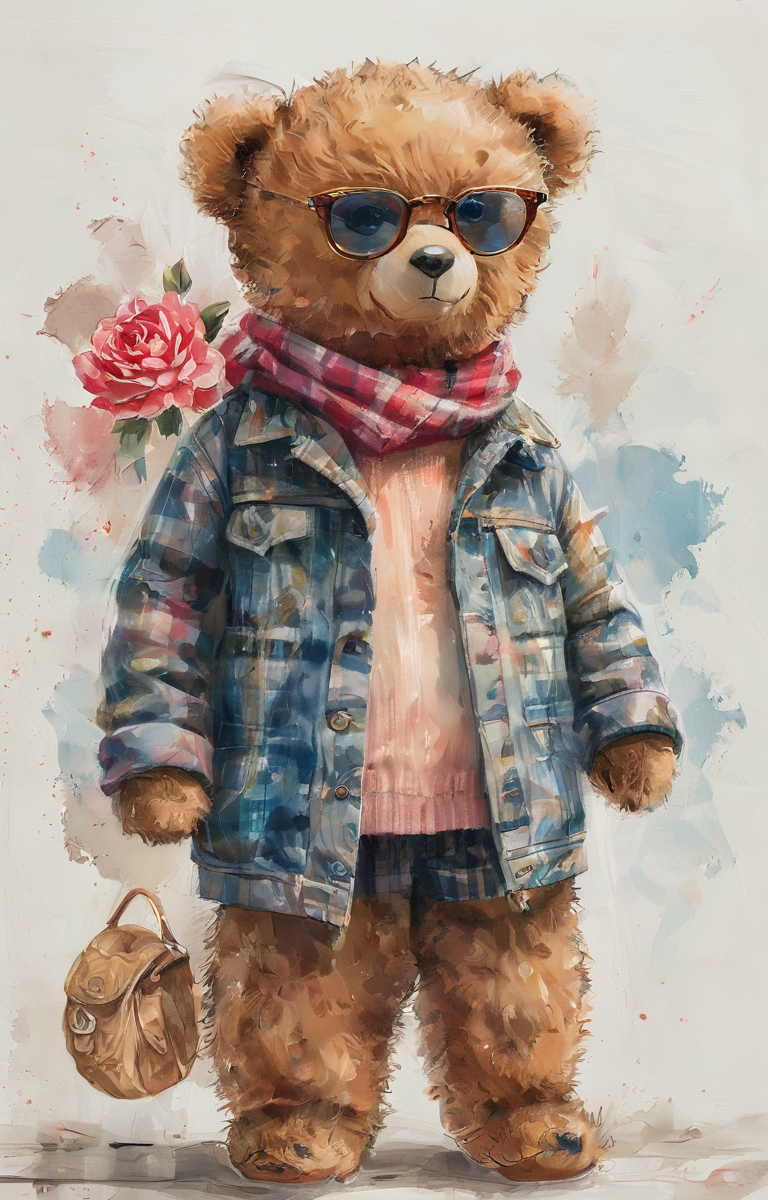 masterpiece,best quality,<lora:tbh37-sdxl:0.9>,illustration,teddy bear, tech genius teenage girl