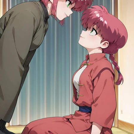 masterpiece,best quality,amazing quality,very aesthetic,absurdres,newest, huge filesize,
<lora:spo_sdxl_10ep_4k-data_lora_webui:0.5>,
<lora:add-detail-xl:1>
1girl Ranma, red hair, green eyes, sitting female,
(from side,side view), seductive smile,
open clothes, looking at side, looking up, focus on face, head at center of frame