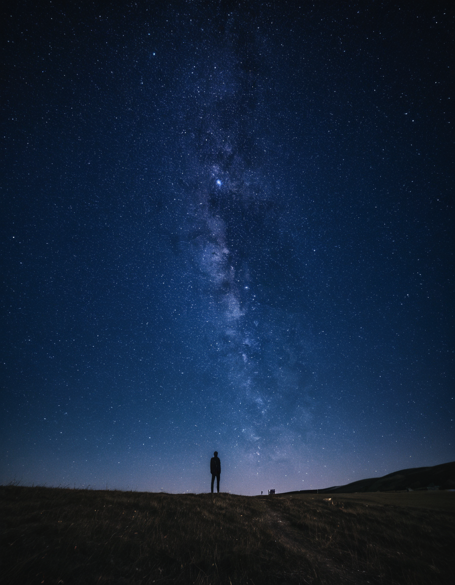 galaxylora, 1man, landscape, night, starry sky