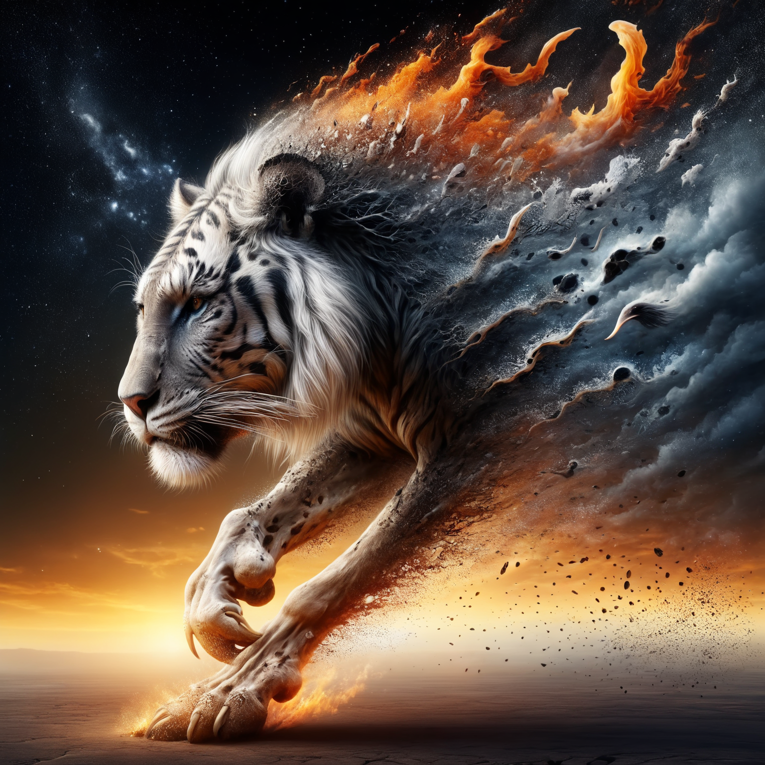 wildlife photo of a real animal depicting Amidst this living hell, dissolve the illusion  <lora:ral-dissolve:1> ral-dissolve. Photo of real animal, natural habitat, detailed, vibrant, sharp focus