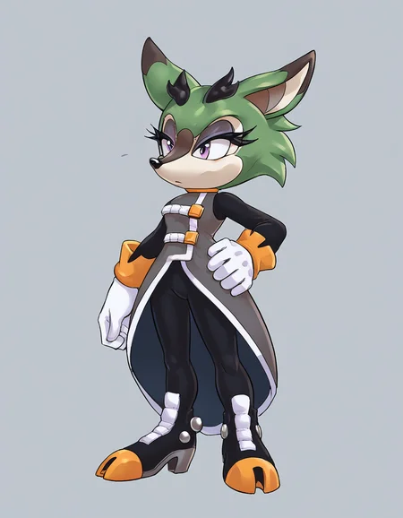 score 9, score 8 up, score 7 up, score 6 up, score 5 up, score 4 up, source_furry,colored, highly detailed, countershading, <lora:Smooth Style 2 SDXL_LoRA_Pony Diffusion V6 XL:1>, <lora:Clove_the_Pronghorn_XL:1>, Clove the Pronghorn, green hair, green fur, high heel boots, animal ears, purple eyes, white gloves, horns, short hair, black pants, eyelashes, long sleeves, eyeshadow, pronghorn girl, sleeveless dress