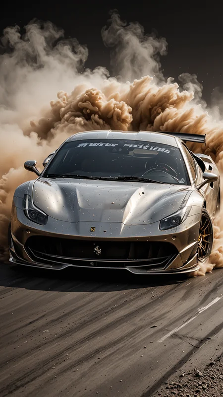 GOLD LIQUID METAL DTM Ferrari car, race car, racing through SILVER LIQUID METAL, liquid metal sprays up from the cars tyres, Car drifting in a black void, Epic, <lora:Liquid_Fluid_Metal_XL_-_By_DICE:0.4>