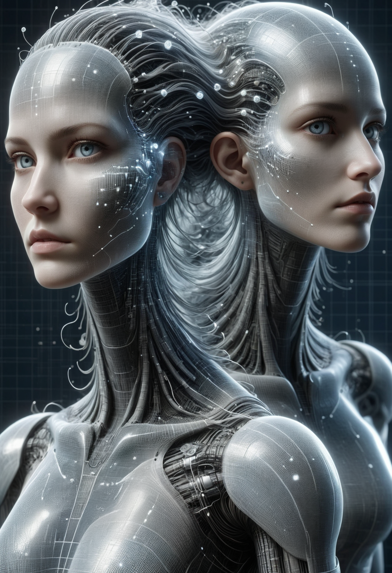 DonMW4v3F0rm5XL biopunk of clone- identical individuals with subtle distinctions in appearance, varying only in details , quantum physicist <lora:DonMW4v3F0rm5XL-000008:1>