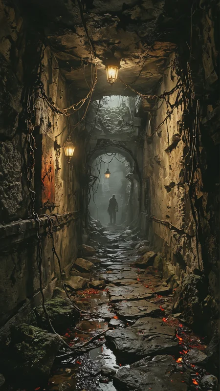 A dark fantasy scene set inside an ancient, underground dungeon. The dungeon is a labyrinth of narrow, winding corridors and vast, shadowy chambers. The walls are lined with moss-covered stones and ancient, rusted chains. Flickering torches cast eerie, dancing shadows, revealing hidden alcoves and ominous symbols etched into the stone. Hideous, nightmarish monsters roam the dungeon: a hulking, multi-limbed beast with glowing red eyes lurks in a dark corner, a spectral wraith glides silently through the corridors, and a pack of skeletal creatures scuttles along the damp floors. The air is thick with a sense of dread and otherworldly energy, making the atmosphere palpably dangerous.
.black and white but deep red. white background
<lora:add-detail-xl:2> <lora:MJ52:0.5> <lora:ink-style_A3.1_XL:0.66> (ink-style, ink_wash_painting)