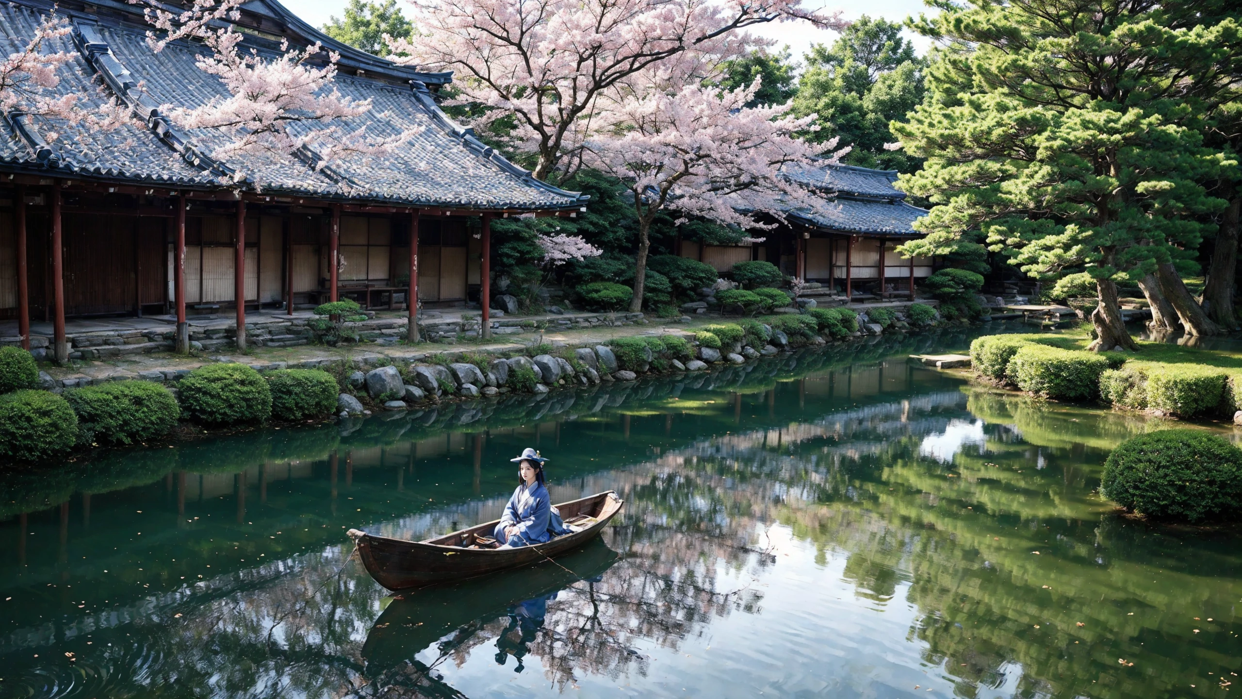 (japanese peasant woman:1.2), portrait, pretty, beautiful, lovely, in love, japanese landscape, fishers (village), Electric Blue short yukata, (very detailed), dog, peasants, sakura trees, boat, best quality, realistic, sharp focus, sunny sky, natural light, backlight, shadows, high contrast, hdr,  reflections, <lora:Detail Tweaker LoRA add_detail:0.7>  <lora:depth_of_field_slider_v1:5> <lora:SDXLrender_v2.0:0.8>