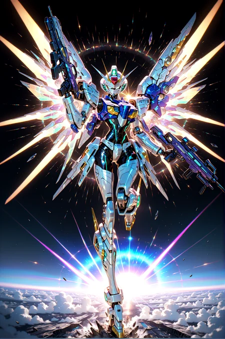 masterpiece, best quality, amazing quality, very aesthetic, absurdres, newest,
mecha wings, robot v-fin science_fiction beam rifle aiming, leg up full body
stars galaxy universe spacecraft,
{{best_quality}},{{amazing_quality,very_aesthetic}},
masterpiece, best quality, amazing quality, very aesthetic, absurdres, newest, volumetric lighting, <lora:spo_sdxl_10ep_4k-data_lora_webui:1.0> <lora:il_color_temp_slider_d1:1> <lora:holographiccolor:1>