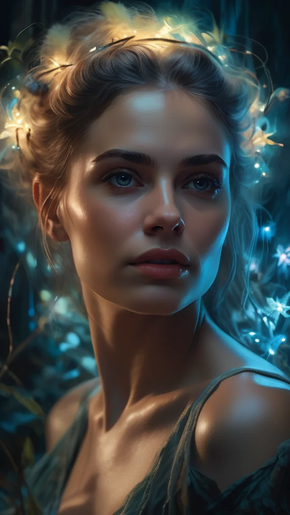 close-up, portrait, (masterpiece), 8k, UHD, RGB, HDR, best quality, digital art, cinematic quality, cinematic, portrait, art, realistic art,
Girl portrait, a painting of a woman Pencil Sketches by Albert Eckhout enchanting, Ultra detailed illustration of a person lost in a magical world of wonders, glowy, bioluminescent flora, incredibly detailed, pastel colors, handpainted strokes, visible strokes, oil paint, art by Mschiffer, night, bioluminescence Anna Razumovskaya, Gabriele Del Otto, Luis Royo, Frank Frazetta, Fabian Perez,