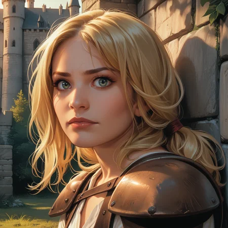 score_9, score_8_up, score_7_up, score_6_up, score_5_up, score_4_up, realistic, photoshop \(medium\), <lora:Valeria_t2-000008-128:1.0> 1girl, Valeria, blonde, shoulder pads, close-up
, outdoors, on castle wall, medieval, sundown, rim lighting