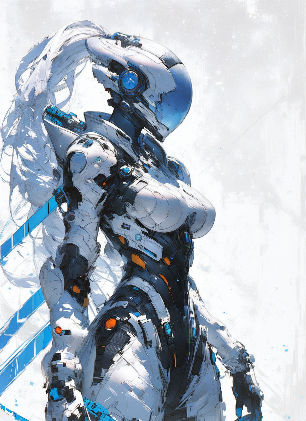 score_9, score_8_up, score_7_up, highly detailed, painting, girl, large breasts, helmet, long pink ponytail, standing, black mcnm, luminescent futuristic screen, rating_questionable, BREAK best quality, masterpiece, e621, digital_art <lora:Mechanism-pdxl-1:1.0>