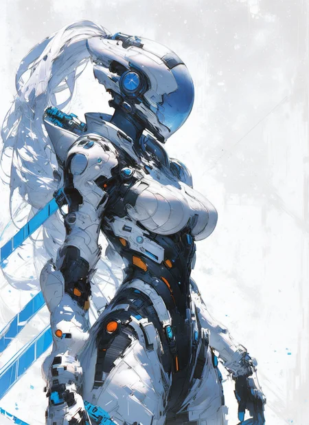 score_9, score_8_up, score_7_up, highly detailed, painting, girl, large breasts, helmet, long pink ponytail, standing, black mcnm, luminescent futuristic screen, rating_questionable, BREAK best quality, masterpiece, e621, digital_art <lora:Mechanism-pdxl-1:1.0>