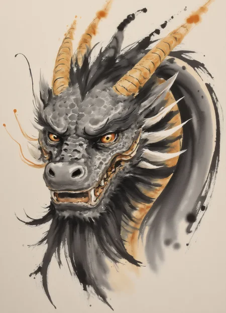 zydInk, Chinese dragon, golden eyes, dark skin, looking at viewer, scales