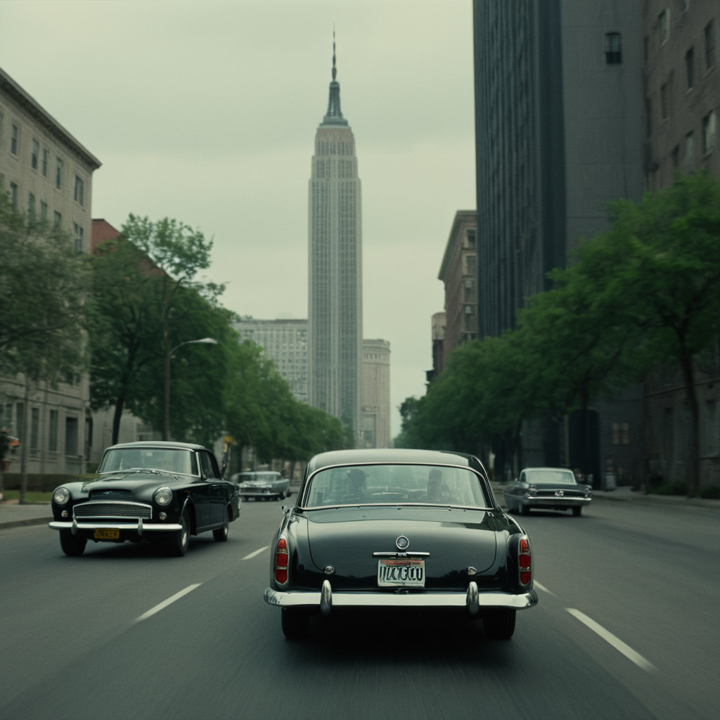 cinematic film still of  <lora:1960's style:1>
In the 1960's a black car driving down a street next to a tall building,outdoors,tree,no humans,ground vehicle,building,scenery,motor vehicle,car,road,vehicle focus,power lines,lamppost,street,sports car ,realistic,realism, detailed, perfection,perfect,filmic,retro,vintage,classic,different haircut,different look,different style,1960's style , 1960 style, shallow depth of field, vignette, highly detailed, high budget, bokeh, cinemascope, moody, epic, gorgeous, film grain, grainy