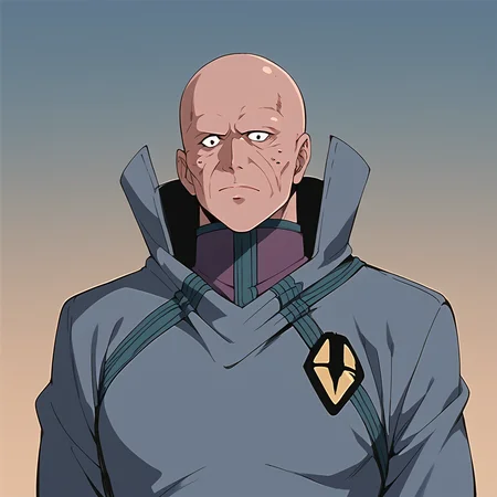 score_9, score_8_up, score_7_up, best quality, masterpiece, source_anime, zPDXL3, BREAK bald, boddolezar, old man, 1boy, solo,<lora:BoddleZer_Macross_ponyXL:1>