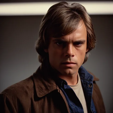 cinematic film still of <lora:1980's style:1>
In the 1980's luke skywalker a man in a jacket looking at a light,solo,brown hair,1boy,upper body,male focus,blood,facial hair,realistic , realistic,realism, detailed, perfection,perfect,filmic,retro,vintage,classic,different haircut,different look,different style,different people, 1980's style , 1980 style, shallow depth of field, vignette, highly detailed, high budget, bokeh, cinemascope, moody, epic, gorgeous, film grain, grainy