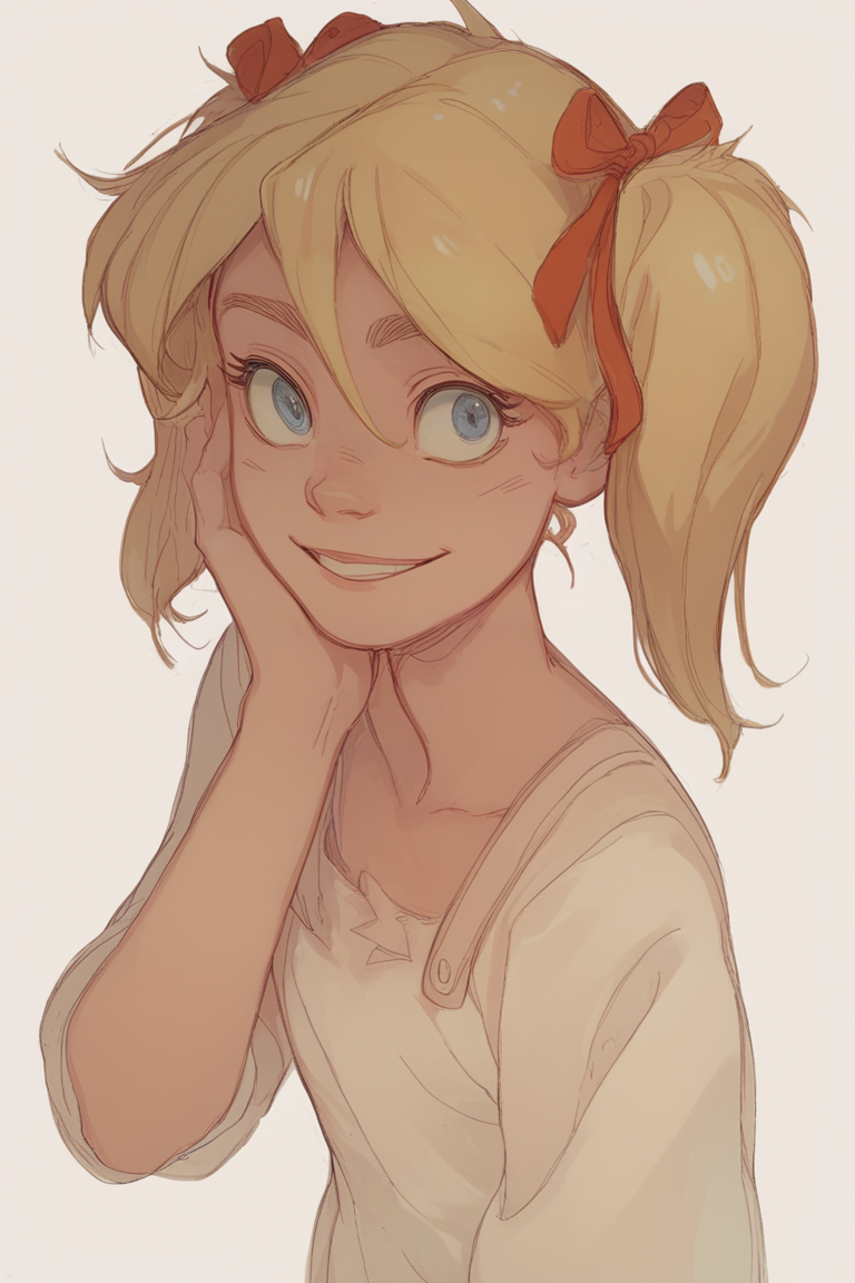 score_9, score_8_up, score_7_up, score_6_up, 1girl, solo, <lora:feason_style:1.0> feason style, source cartoon, smile,
 <lora:MandDY:0.75> MandyDY, 1girl, blonde hair, twintails
