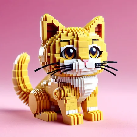 a cute chibi cat made out of lego