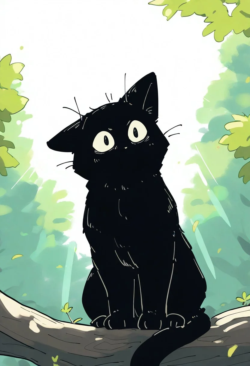 chii-kun \(seedyoulater\), naguru \(cyoroama\),
very awa, masterpiece, highres, absurdres, newest, year 2024, year 2023,
(cat:1.2), black cat, (no humans:1.1), scared, paws, fur, (cute:1.2), comfy, solo, scared, surprised,
tree branches, OO,
day, sunlight, sunrays,
<lora:TA_trained:0.75>, <lora:ponyv4_noob1_2_adamW-000017:0.33>, <lora:shiroski:0.75>,
