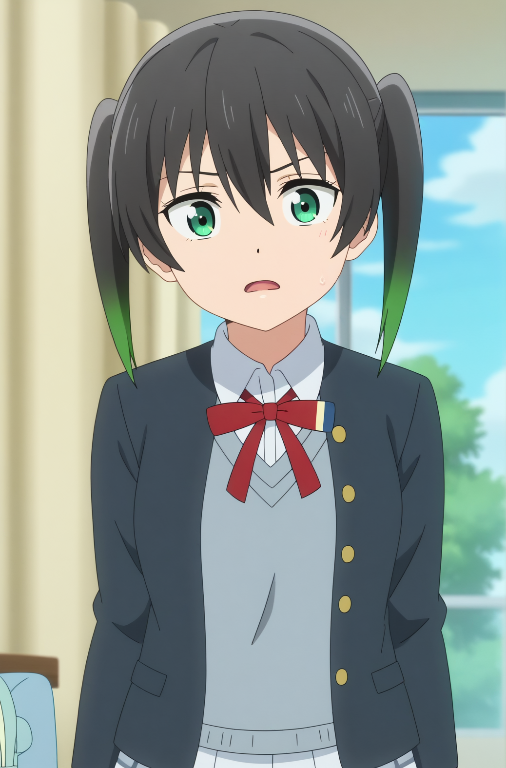 Yu Takasaki, anime screencap, school uniform, upper body <lora:Love_Live-Yu_Takasaki-PDXL:0.8>