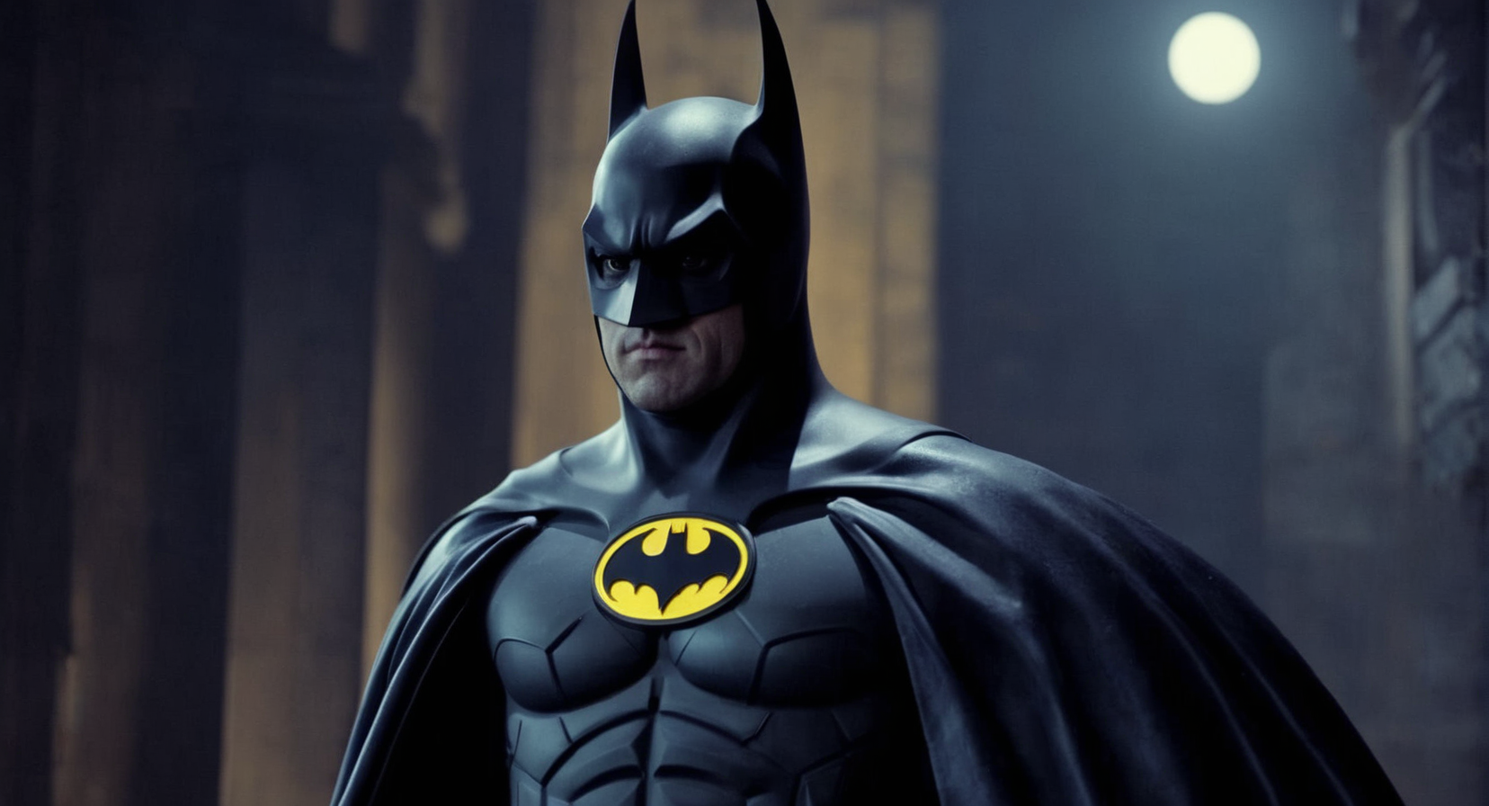 concept art of  Cinematic Film stock footage in (arri alexa style) Kodak film print,    <lora:batman 1989:1> batman 1989 a man in a batman costume poses for a picture, digital artwork, illustrative, painterly, matte painting, highly detailed