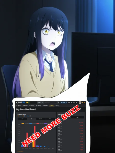 <lora:MikYotsub_LW:1>  MikYotsub_LW, anime screenshot, black hair, long hair, yellow eyes, gradient hair, purple hair, 1girl, solo, school uniform, necktie, white shirt, beige sweater, pleated skirt, blue skirt, 
thought bubble, 
shocked,
night,dark room,
indoors, bedroom, sitting in chair, pc, monitor,
masterpiece,best quality,amazing quality,