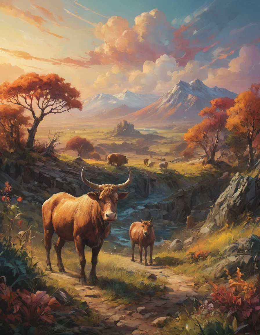expressive animals, landscape with Atmospheric Perspective, multicolored background, Ornate, masterpiece,  <lora:Astigmatism_-0.5b:0.33>,  <lora:add-detail-xl:2> <lora:bb3l15:1> bb3l15