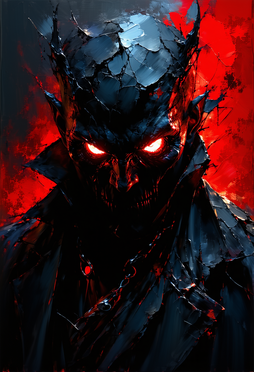 impasto, photorealistic, an evil shadow being visible only by the red glow of his eyes, creepy, scary, horror, subtle glow, Halloween, extreme details, high contrast, masterpiece, 4k, 8k