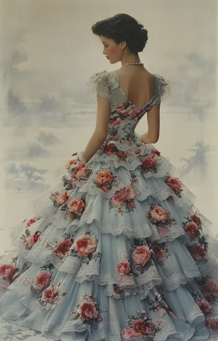 masterpiece,best quality,<lora:tbh318-sdxl:0.9>,illustration,style of Oleg Cassini decaying peonies