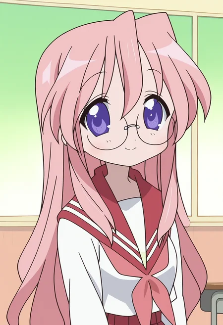score_9, score_8_up, score_7_up, score_6_up, score_5_up, score_4_up , anime coloring ,BREAK source_anime, anime,screencap,
1girl, solo, lsmiyuki, school uniform, school shirt, pink neckerchief, sailor collar, grey pantyhose, glasses, red skirt, <lora:PonyXL LS Miyuki V2:1>
indoors, upper body,
smile, looking at viewer,