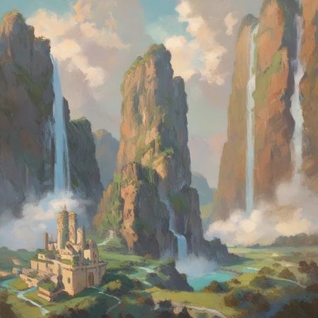 score_9, score_8_up, score_7_up, score_6_up, ultra detailed, landscape, floating islands, waterfalls