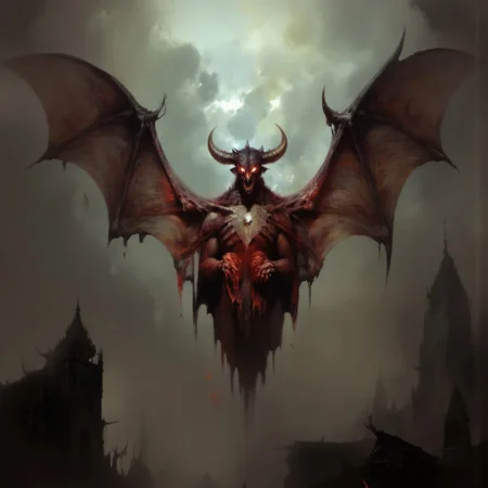 first person pov, 3D01S, simple background atmospheric and powerful dark fantasy, natural organic and first person pov of a
A small menacing imp looking red-skinned fire gargoyle, blending the features of a bat and a demon. Its short body is covered in rough, crimson hide, with massive leathery wings stretching from its back, ready to launch into the air. Its glowing, fiery eyes pierce the darkness, while sharp horns protrude from its head. The creature's hands, tipped with razor-like claws, clutch a ball of bloody meat, ready to hurl at its prey. Its stance is hunched, exuding an aura of fear. Its long, sharp fangs glisten. It hovers just above the ground, prepared to unleash fiery devastation from the skies. The creature embodies the brutal, animalistic enforcer of the infernal realm.
UHD letterboxed game trailer frame chromatic aberration dark atmosphere sharp masterpiece with a focus on the character, elden ring style, dark atmosphere, chromatic aberration